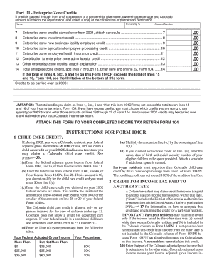 Colorado Enterprise Zone Credits Form 104CR