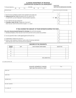 Alabama Corporation Income Tax Form 20-CD