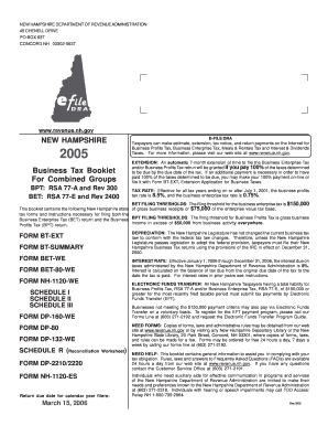 New Hampshire Business Tax Extension Form