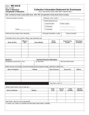 maryland 433 collection information form fillable