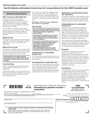2003 North Dakota Form 40-ES