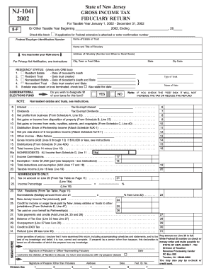NJ-1041 Fiduciary Gross Income Tax Form