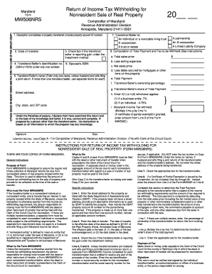 Maryland Nonresident Sale of Real Property Tax Form