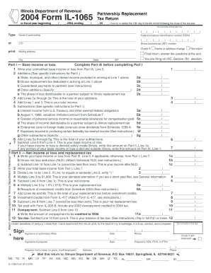 Illinois Form IL-1065 Partnership Replacement Tax Return