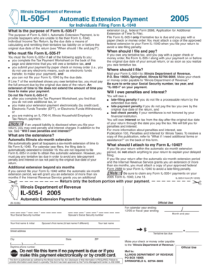 Illinois Automatic Extension Payment Form IL-505-I