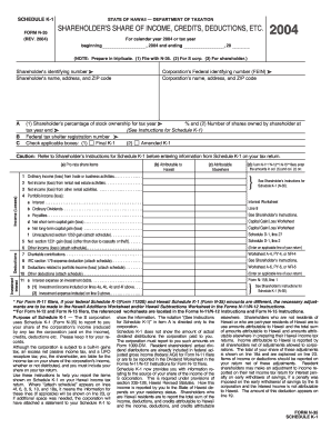 Hawaii Schedule K-1 Form N-35