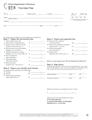 Illinois ST-8 Tire User Fee Form