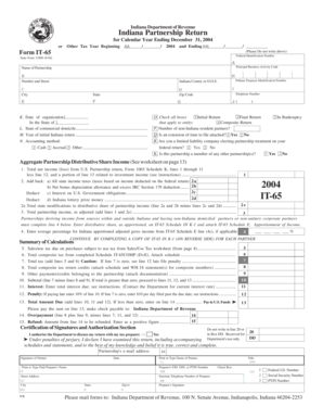 Indiana Partnership Return Form IT-65