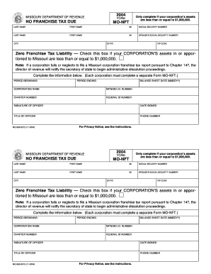 Missouri No Franchise Tax Form MO-NFT