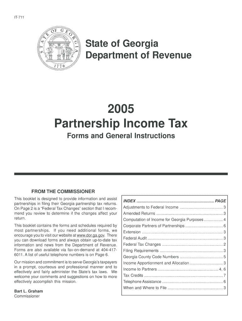 Fillable Online IT711 State of Department of Revenue 2005