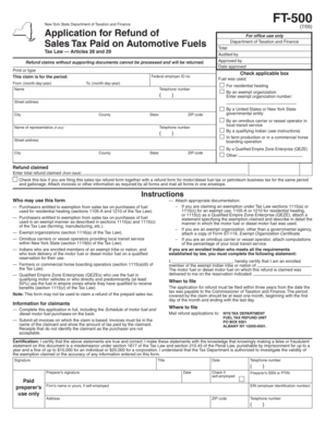 New York Sales Tax Refund Application