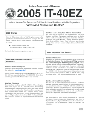 Indiana IT-40EZ Tax Form