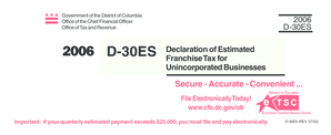 2006 D-30ES Franchise Tax Declaration