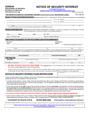 Kansas Notice of Security Interest