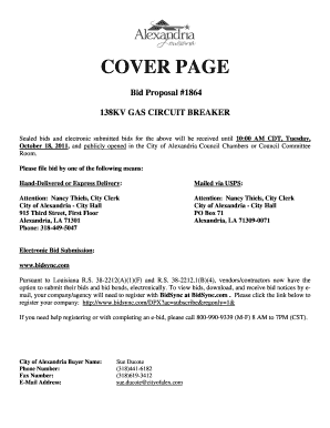 COVER PAGE Bid Proposal #1864 138KV GAS CIRCUIT BREAKER