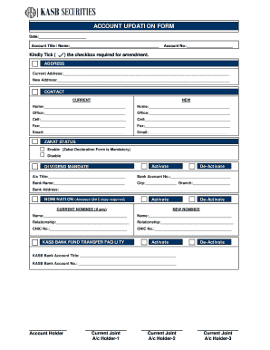 Kasb Securities Account Updation Form
