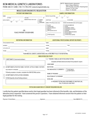 Molecular Diagnostic Requisition Form