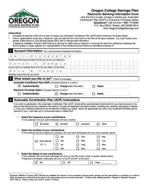 Oregon College Savings Plan Electronic Banking Form