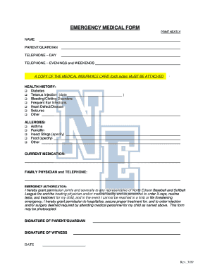 Emergency Medical Form