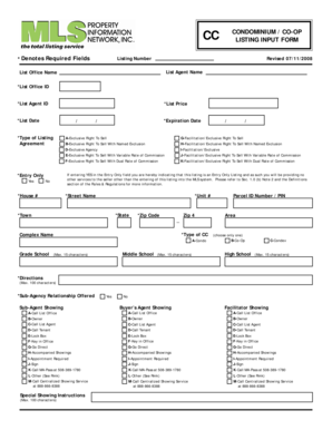 Condominium Co-Op Listing Input Form