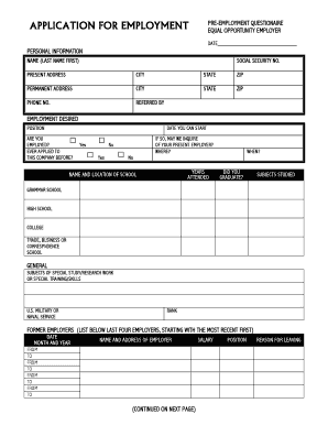 Employment Application Form