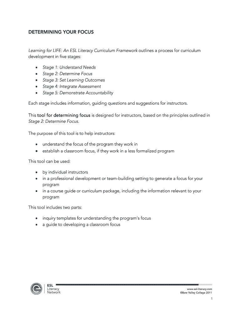 ESL Literacy Network Toolbox Stage 2 Instructor Tool Preview on Page 1