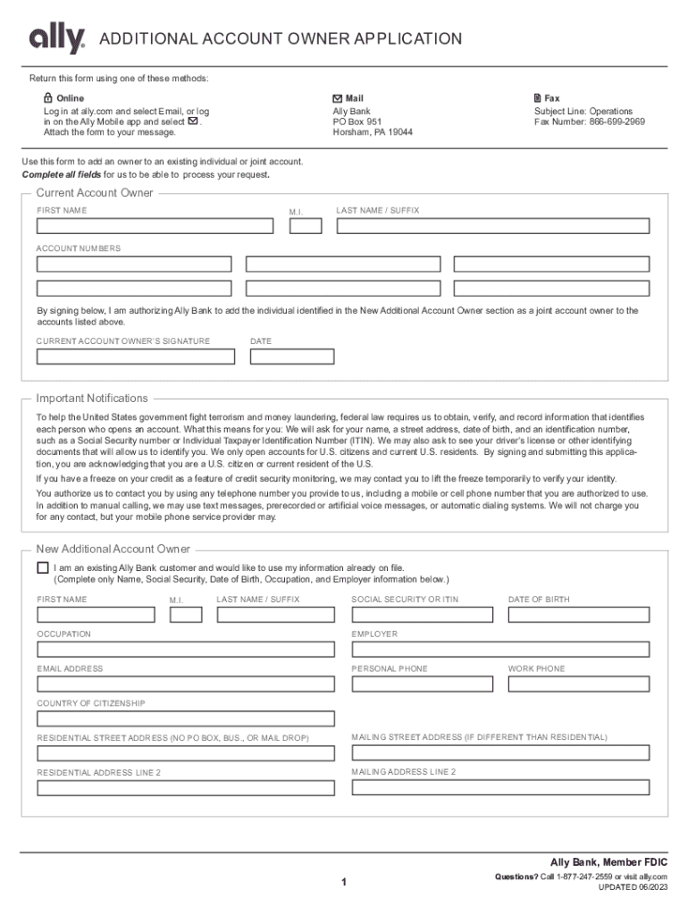 ally add account owner Preview on Page 1