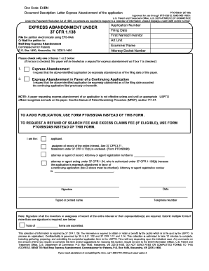 USPTO Express Abandonment Form