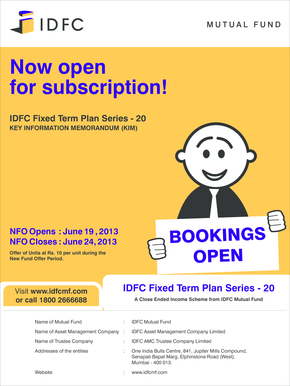 IDFC Fixed Term Plan Series 20 Subscription Form