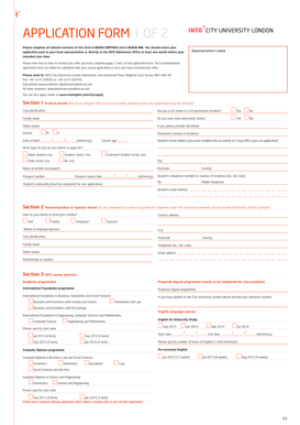 INTO City University London Application Form