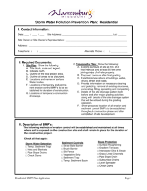 Residential Storm Water Pollution Prevention Plan