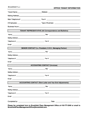 Office Tenant Information Form