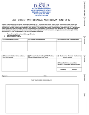 ACH Direct Withdrawal Authorization Form