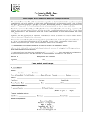 Pre-Authorized Debit Tax Agreement