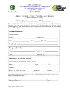 Chicago Block Party Permit Application