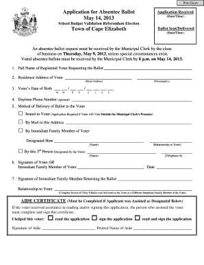 Absentee Ballot Application