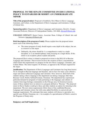 PROPOSAL TO THE SENATE COMMITTEE ON EDUCATIONAL POLICY TO ESTABLISH OR MODIFY AN UNDERGRADUATE MINOR - senate illinois