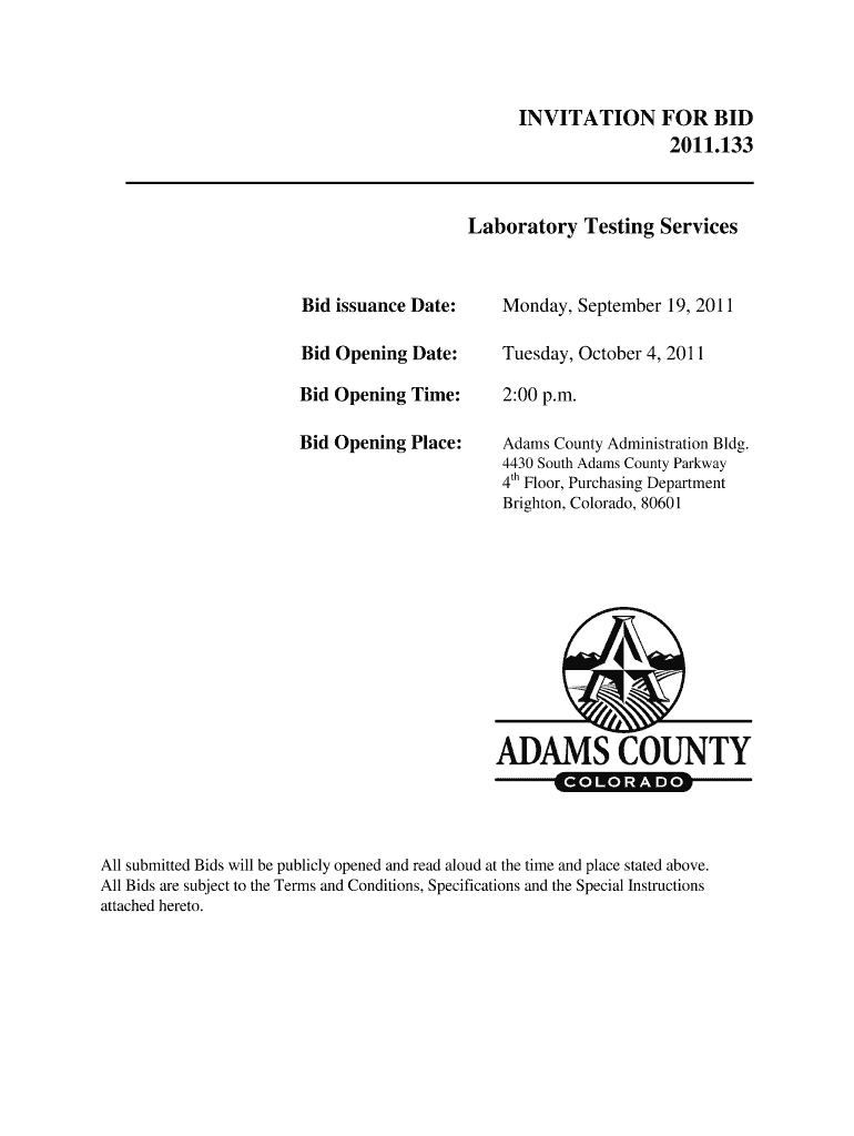 INVITATION FOR BID 2011 133 Preview on Page 1