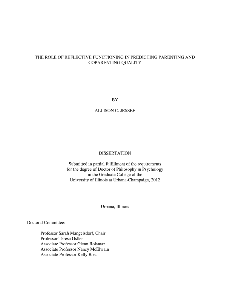 THE ROLE OF REFLECTIVE FUNCTIONING IN PREDICTING PARENTING AND COPARENTING QUALITY - ideals illinois Preview on Page 1
