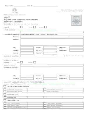 Class 2 Certificate Request Form