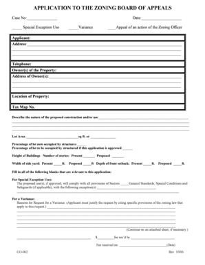 Zoning Board of Appeals Application