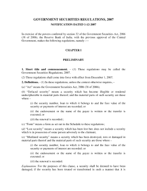 GOVERNMENT SECURITIES REGULATIONS, 2007