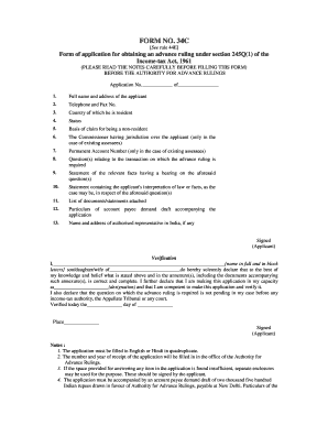 Form 34C Advance Ruling Application