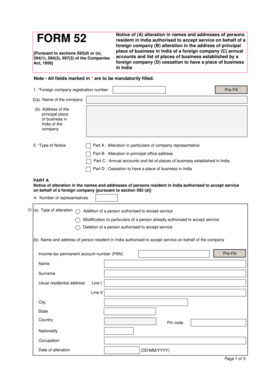 Form 52 Notice of Alteration