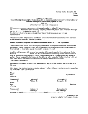 General Bond for Export of Excisable Goods