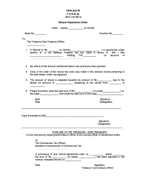 Madhya Pradesh VAT Refund Adjustment Order
