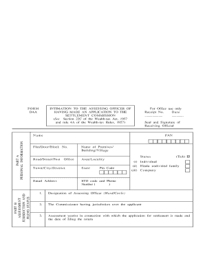 Wealth Tax Settlement Application Form