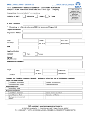Class-3 Certificate Request Form