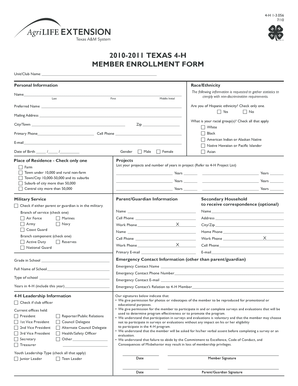 Texas 4-H Member Enrollment Form