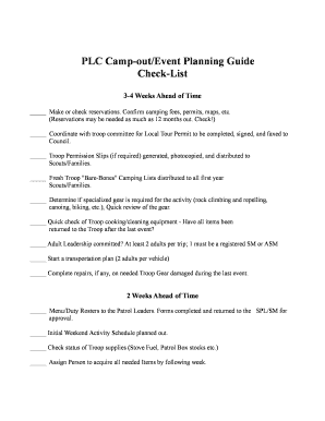Scout Troop Camp-out Planning Form